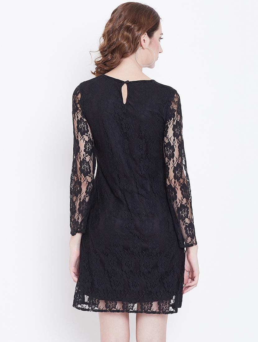 round neck embroidered detail a-line dress - 16792502 - Zoom Image - 3