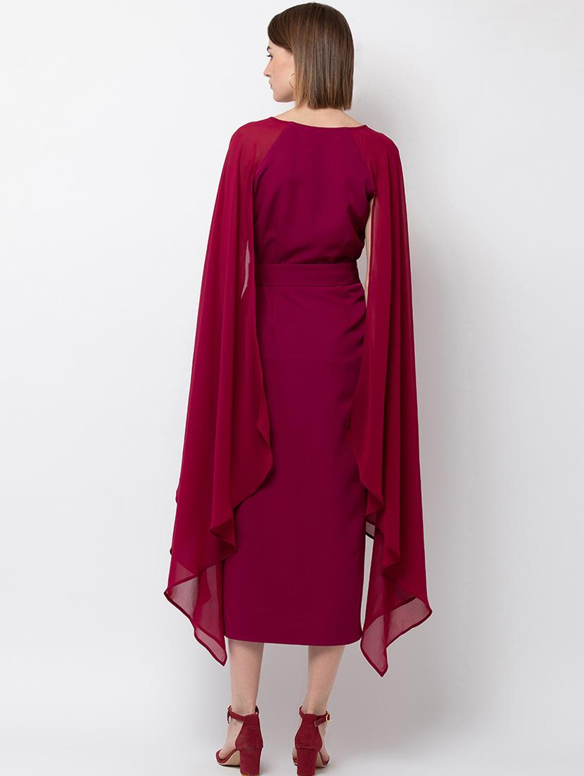 exaggerated sleeved tie front sheath dress - 16792506 - Zoom Image - 2