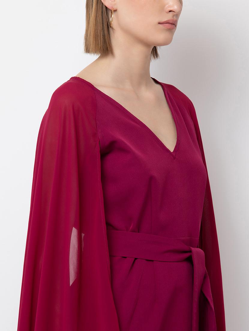 exaggerated sleeved tie front sheath dress - 16792506 - Zoom Image - 3