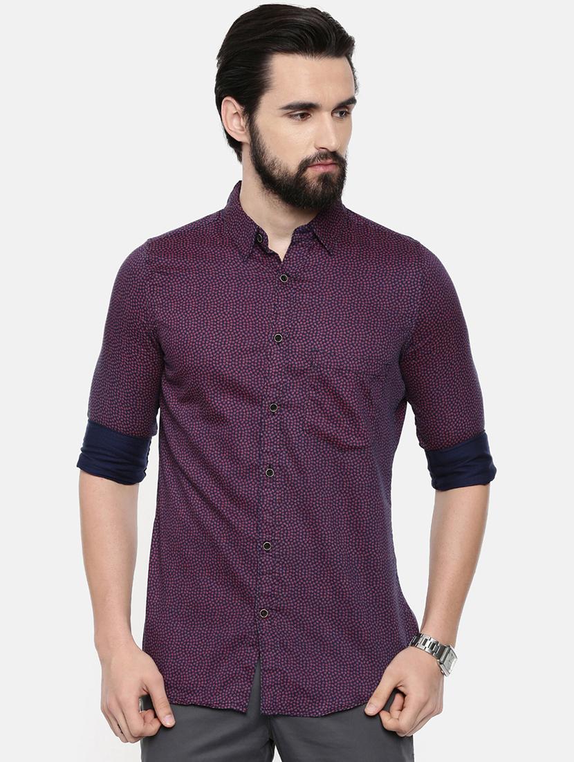 navy blue printed casual shirt - 16792777 - Zoom Image - 1