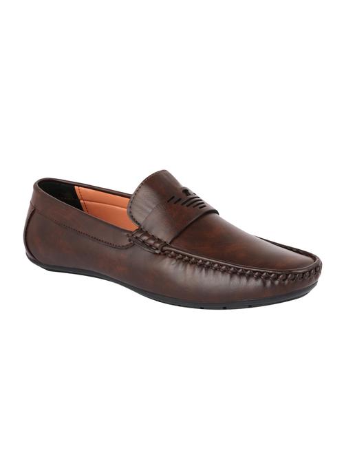brown leatherette slip on loafers - 16792825 - Very Small Image - 1