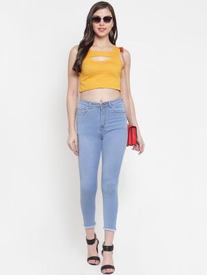 frayed hem high rise jeans - 16793225 - Standard Image - 4