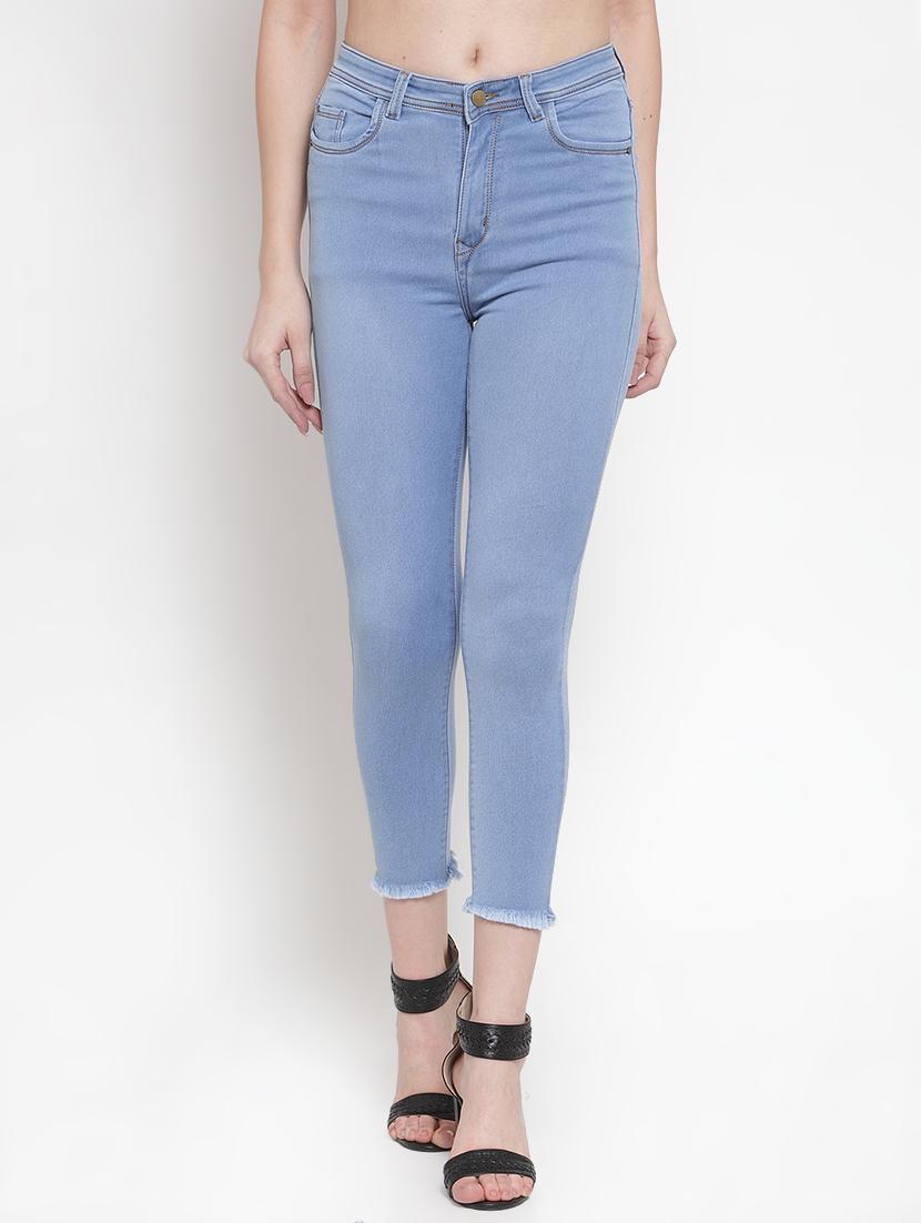 frayed hem high rise jeans - 16793225 - Zoom Image - 1