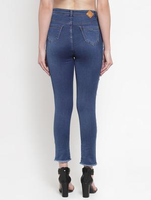 frayed detail high rise jeans - 16793237 - Standard Image - 3