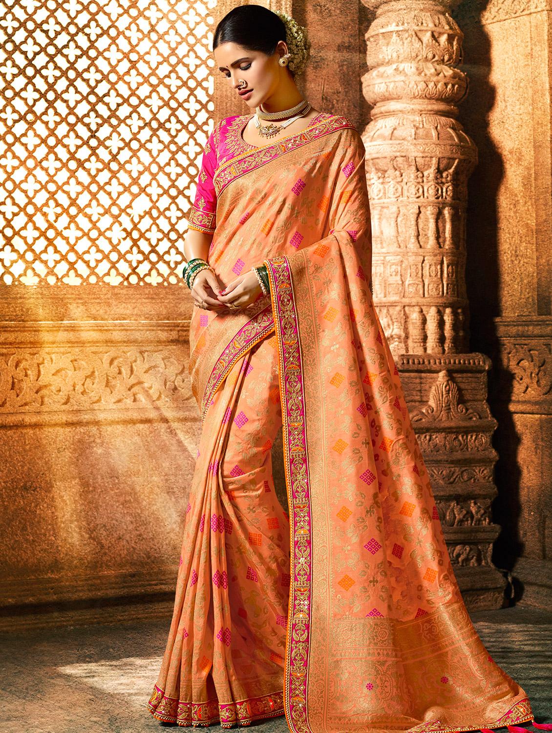 self design woven saree with blouse - 16793336 - Zoom Image - 1