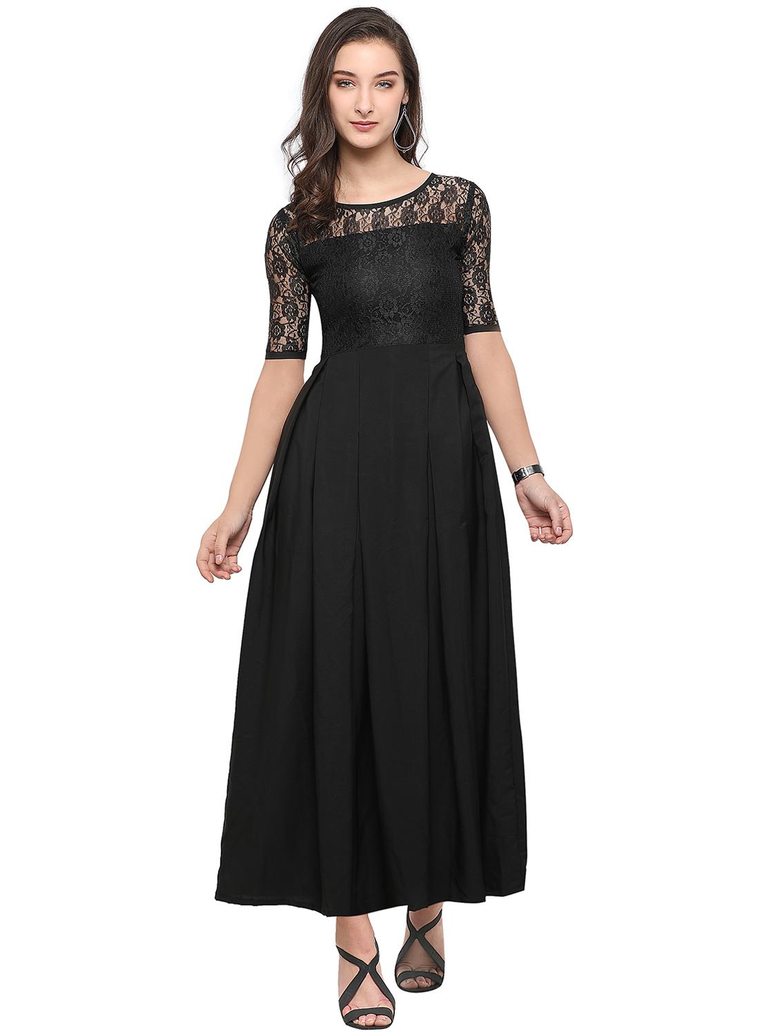 round neck lace detail dress - 16793513 - Zoom Image - 1
