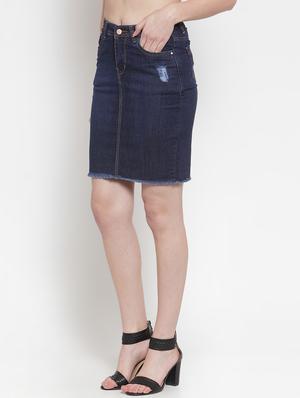 frayed hem distressed denim skirt - 16793533 - Standard Image - 2
