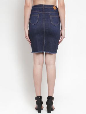 frayed hem distressed denim skirt - 16793533 - Standard Image - 3