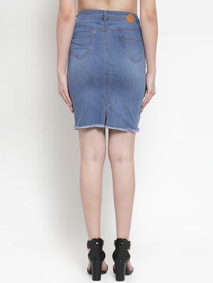 frayed hem distressed denim skirt - 16793534 - Standard Image - 3