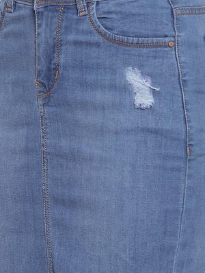 frayed hem distressed denim skirt - 16793534 - Standard Image - 5