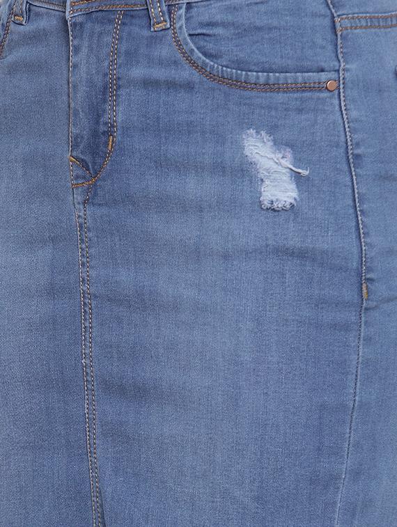 frayed hem distressed denim skirt - 16793534 - Zoom Image - 5