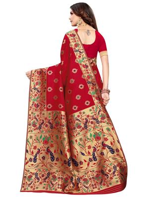ethnic motif woven saree with blouse - 16793989 - Standard Image - 2