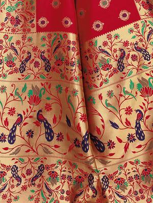 ethnic motif woven saree with blouse - 16793989 - Standard Image - 3