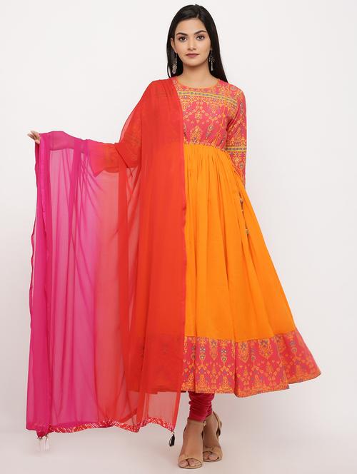 printed kurta dupatta set - 16794129 - Very Small Image - 1