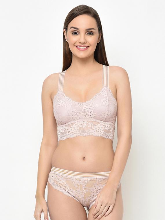pink lace bras and panty set - 16794181 - Zoom Image - 1