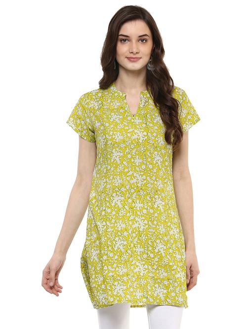 yellow cotton aline kurti - 16794520 - Very Small Image - 1