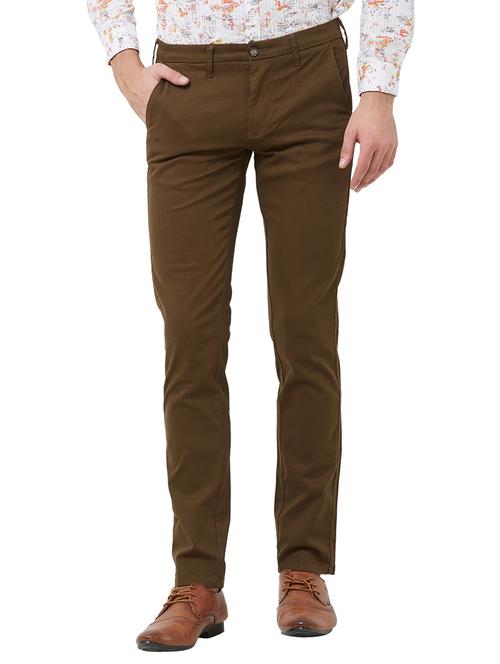 brown solid chinos - 16794655 - Standard Image - 1