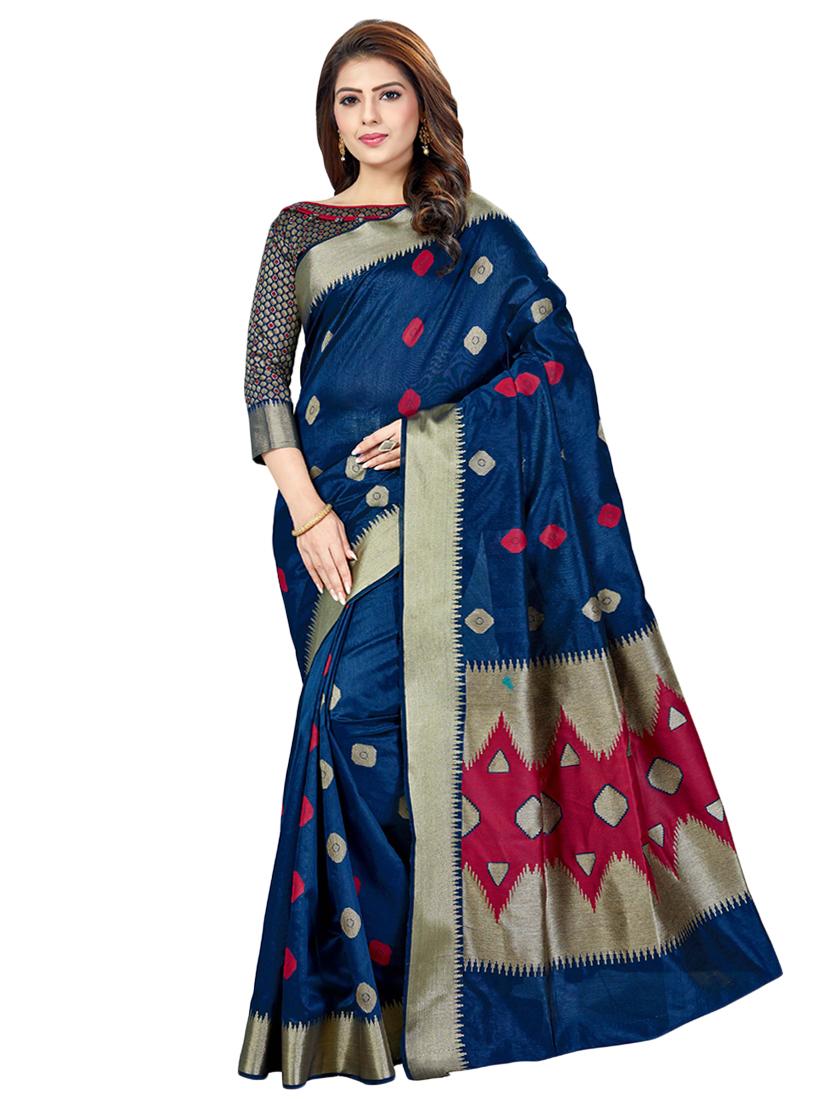 ethnic motif banarasi saree with blouse - 16795913 - Zoom Image - 1