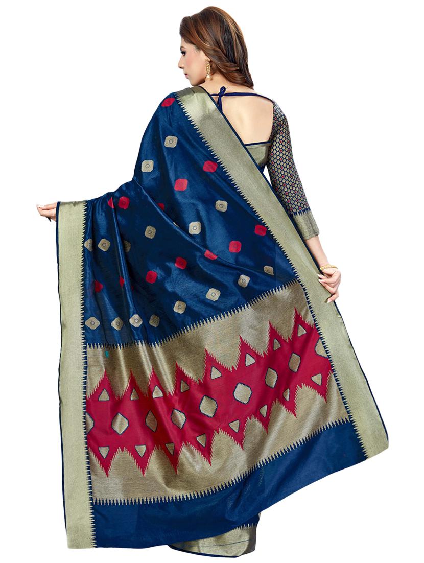 ethnic motif banarasi saree with blouse - 16795913 - Zoom Image - 2