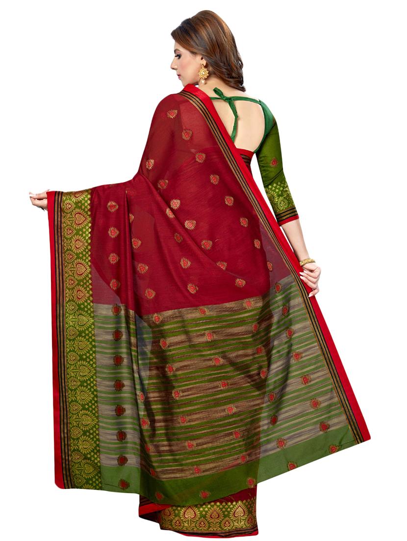 ethnic motif banarasi saree with blouse - 16795942 - Zoom Image - 2
