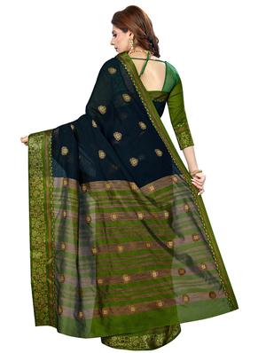 bordered chanderi saree with blouse - 16795949 - Standard Image - 2
