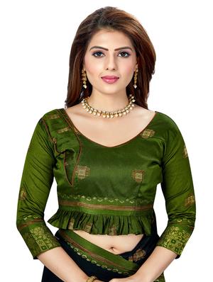 bordered chanderi saree with blouse - 16795949 - Standard Image - 3