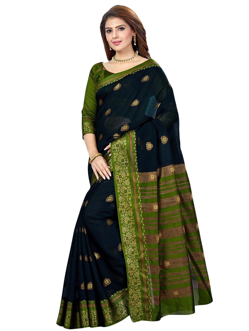 bordered chanderi saree with blouse - 16795949 - Zoom Image - 1