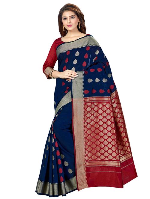 self design banarasi saree with blouse - 16795952 - Standard Image - 1