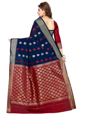 self design banarasi saree with blouse - 16795952 - Standard Image - 2