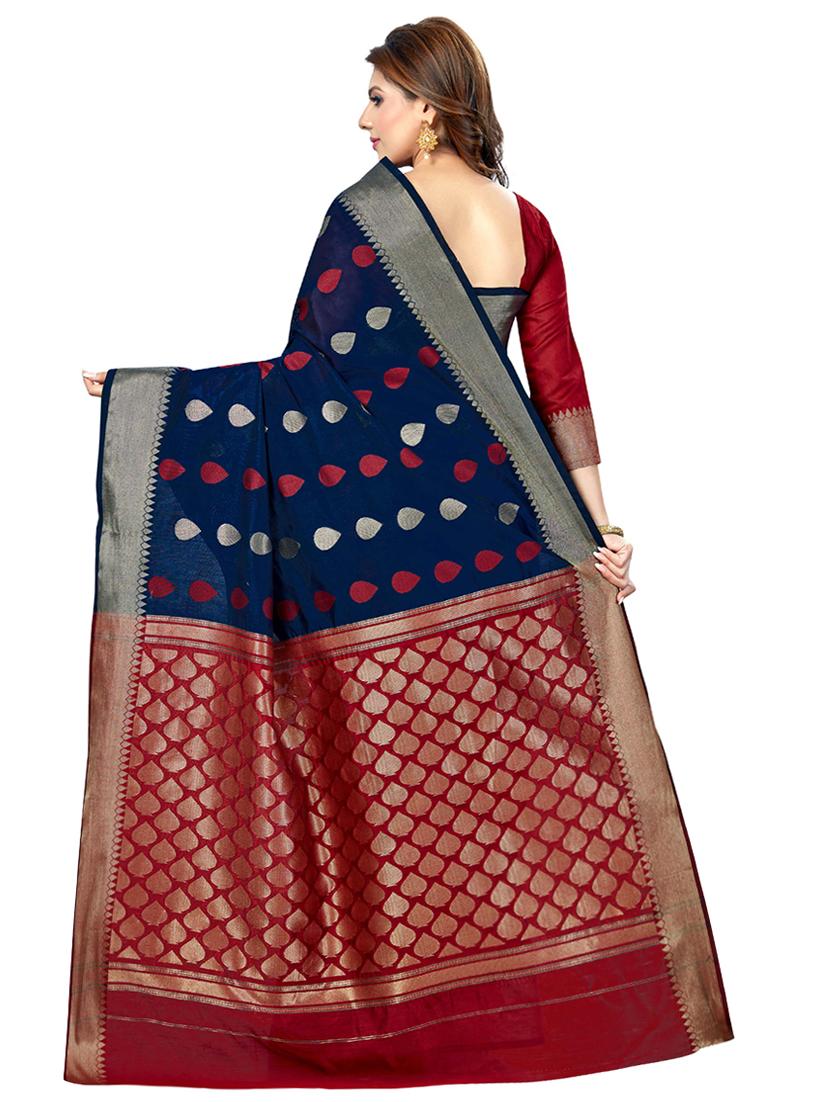 self design banarasi saree with blouse - 16795952 - Zoom Image - 2