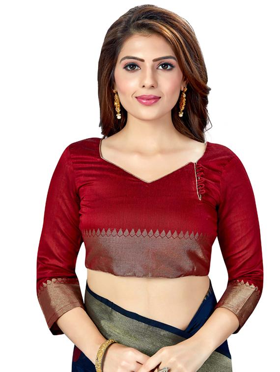 self design banarasi saree with blouse - 16795952 - Zoom Image - 3