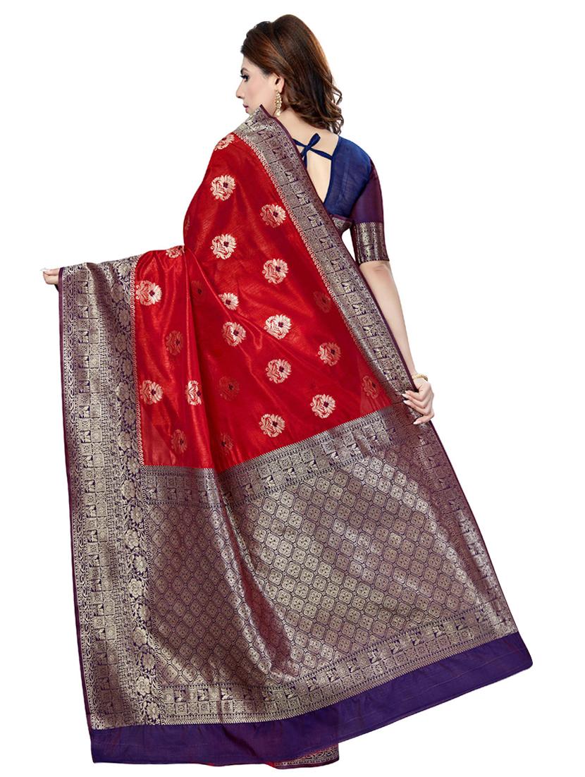 self design banarasi saree with blouse - 16795961 - Zoom Image - 2