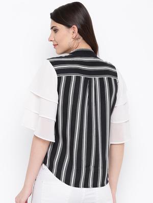 ruffle sleeved striped shirt - 16796173 - Standard Image - 3