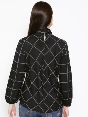 tie up neck checkered top - 16796175 - Standard Image - 3