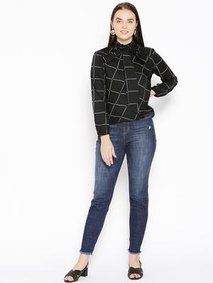 tie up neck checkered top - 16796175 - Standard Image - 4
