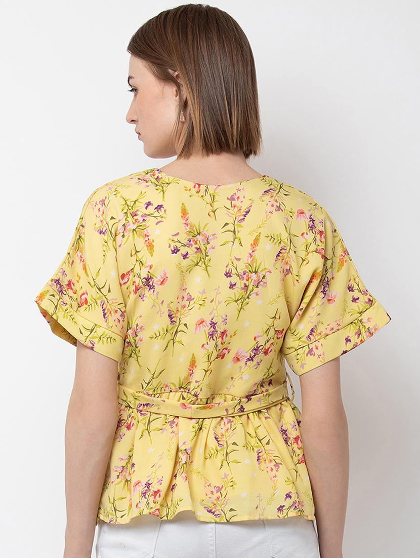 overlap neck floral top - 16796182 - Zoom Image - 2