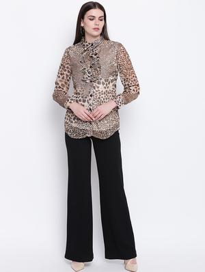 ruffle neck animal shirt - 16796210 - Standard Image - 4
