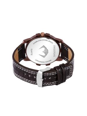 swisstone g200-brwn brown leather strap analog wrist watch for men - 16796317 - Standard Image - 3