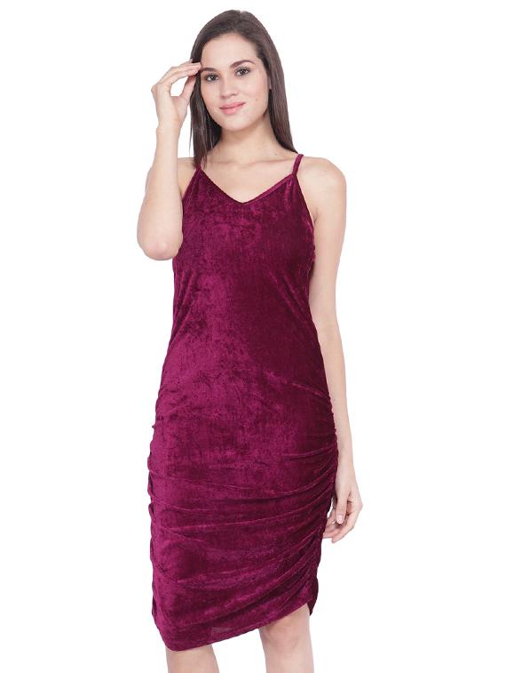 cami neck velvet bodycon dress - 16796874 - Zoom Image - 1
