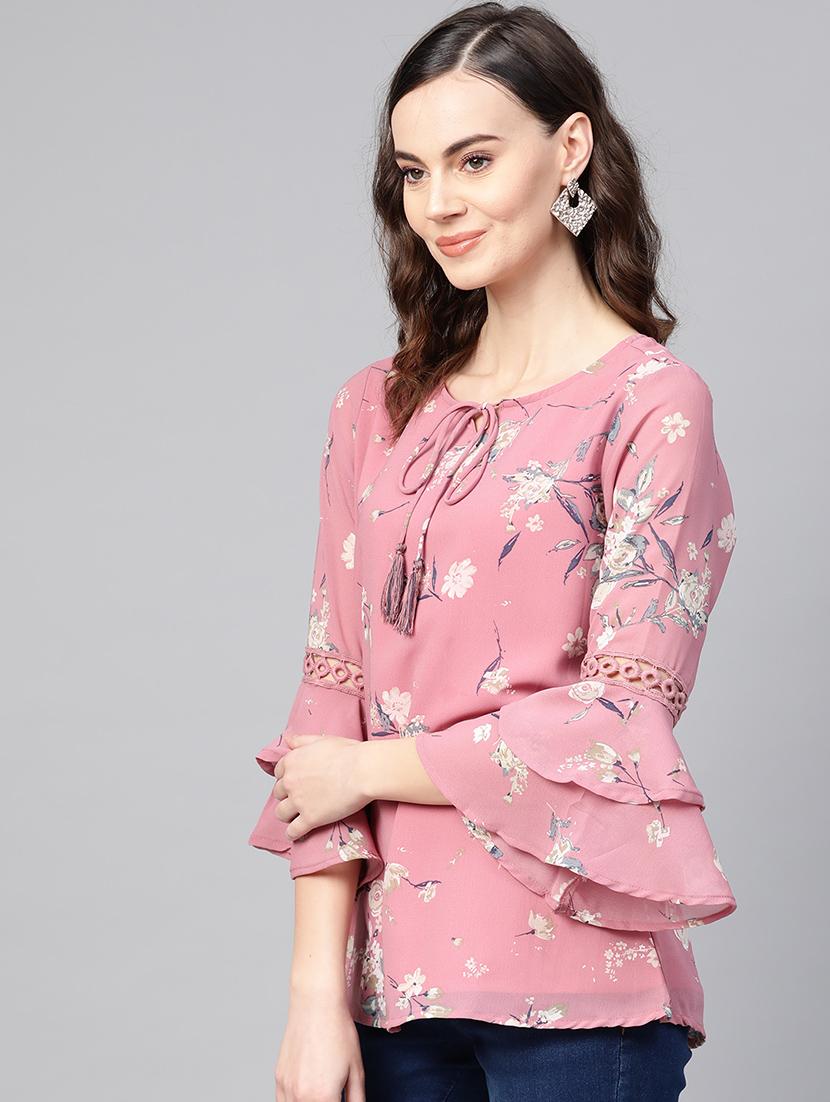 bell sleeved floral top - 16797390 - Zoom Image - 2