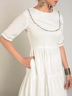 solid tiered flare kurta - 16797492 - Standard Image - 4