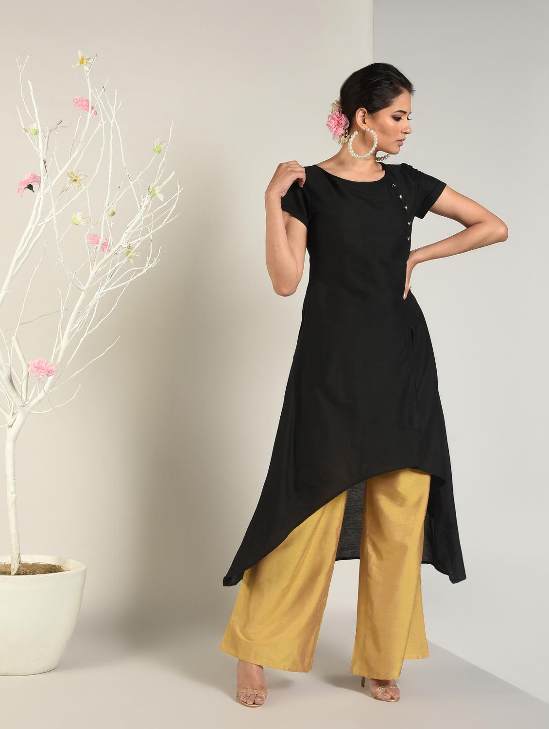 solid high-low kurta - 16797537 - Zoom Image - 2