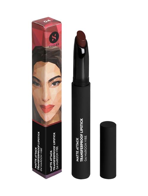sugar cosmetics matte attack transferproof lipstick - 04 maroon vibe (dark red) - 16797740 - Standard Image - 1