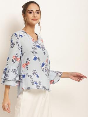 bell sleeved floral top - 16797774 - Standard Image - 2
