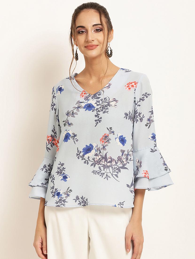 bell sleeved floral top - 16797774 - Zoom Image - 1