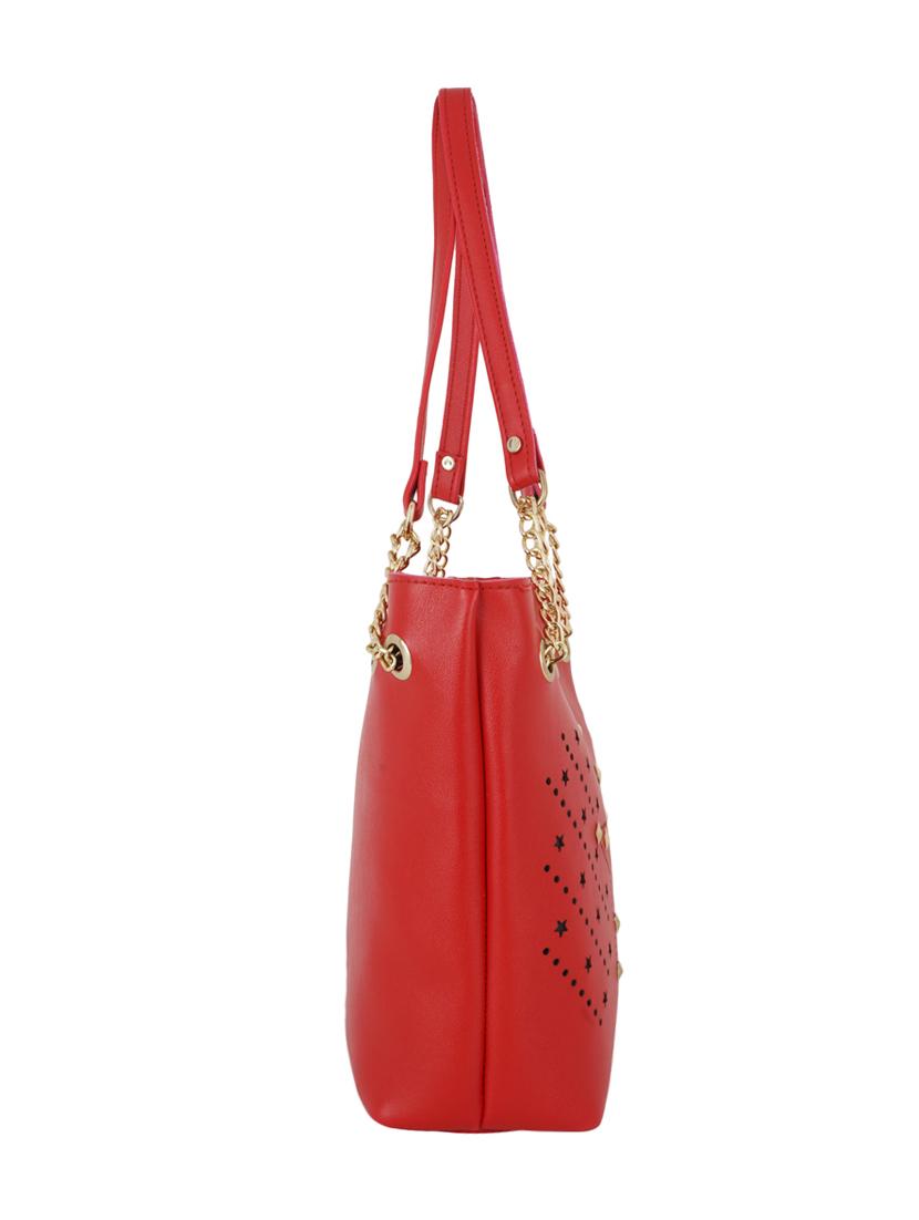 red leatherette regular handbag - 16798051 - Zoom Image - 4