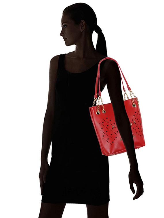 red leatherette regular handbag - 16798051 - Zoom Image - 5