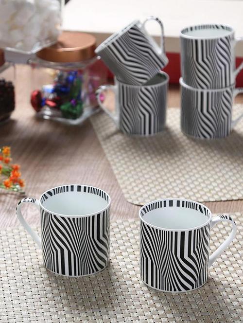 bone china cup set with inner chain & black design. ( set of 6 ) - 16798210 - Standard Image - 1
