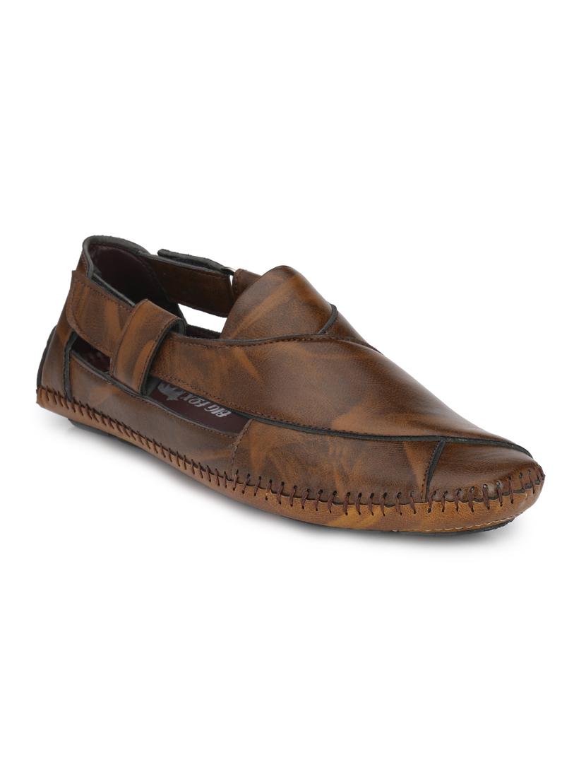 brown leatherette slip on sandals - 16798314 - Zoom Image - 1