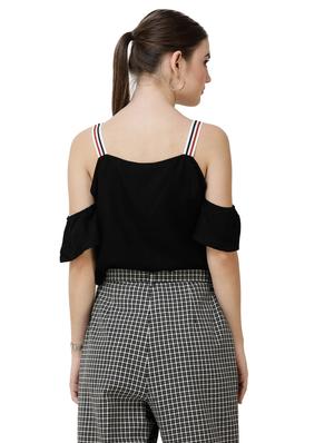 cold shoulder solid crop top - 16798879 - Standard Image - 3